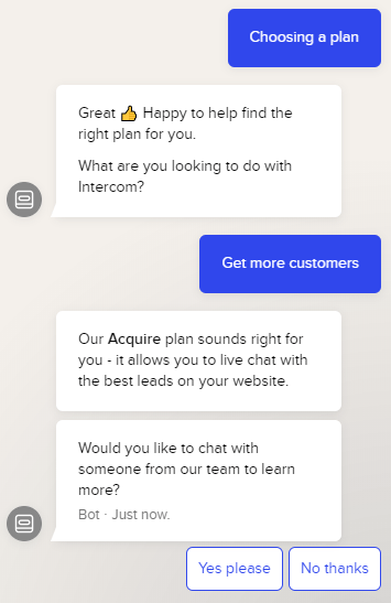 Intercom's pricing chatbot